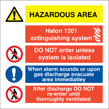 Hazardous area Halon 1301 - Kombi skilt