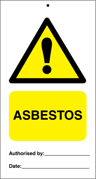 Asbestos (pk. a' 10 stk.) - IMO Tie Tags. Foto.