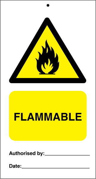 Flammable (pk. a' 10 stk.) - IMO Tie Tags. Foto.