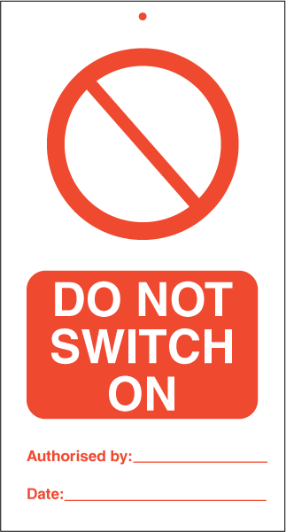 Do not switch on (pk. a' 10 stk.) - IMO Tie Tags. Foto.
