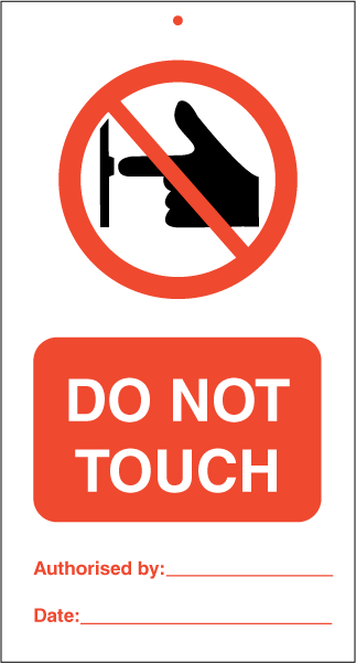 Do not touch (pk. a\' 10 stk.) - IMO Tie Tags. Foto.