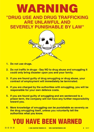 Drugs & Trafficking Warning - Bestill Skibsplakat
