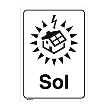 SOL solcelleskilt - Anbefalt av NEK 400