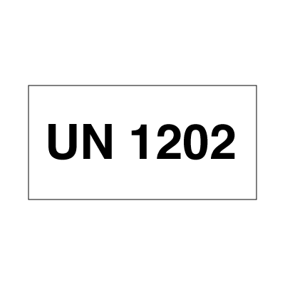 Merke for UN 1202 - Gassolje, diesel, fyringsolje, lys - ADR merking av farlig gods. Foto.