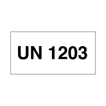 Merke for UN 1203 - Bensin - ADR merking av farlig gods. Foto.